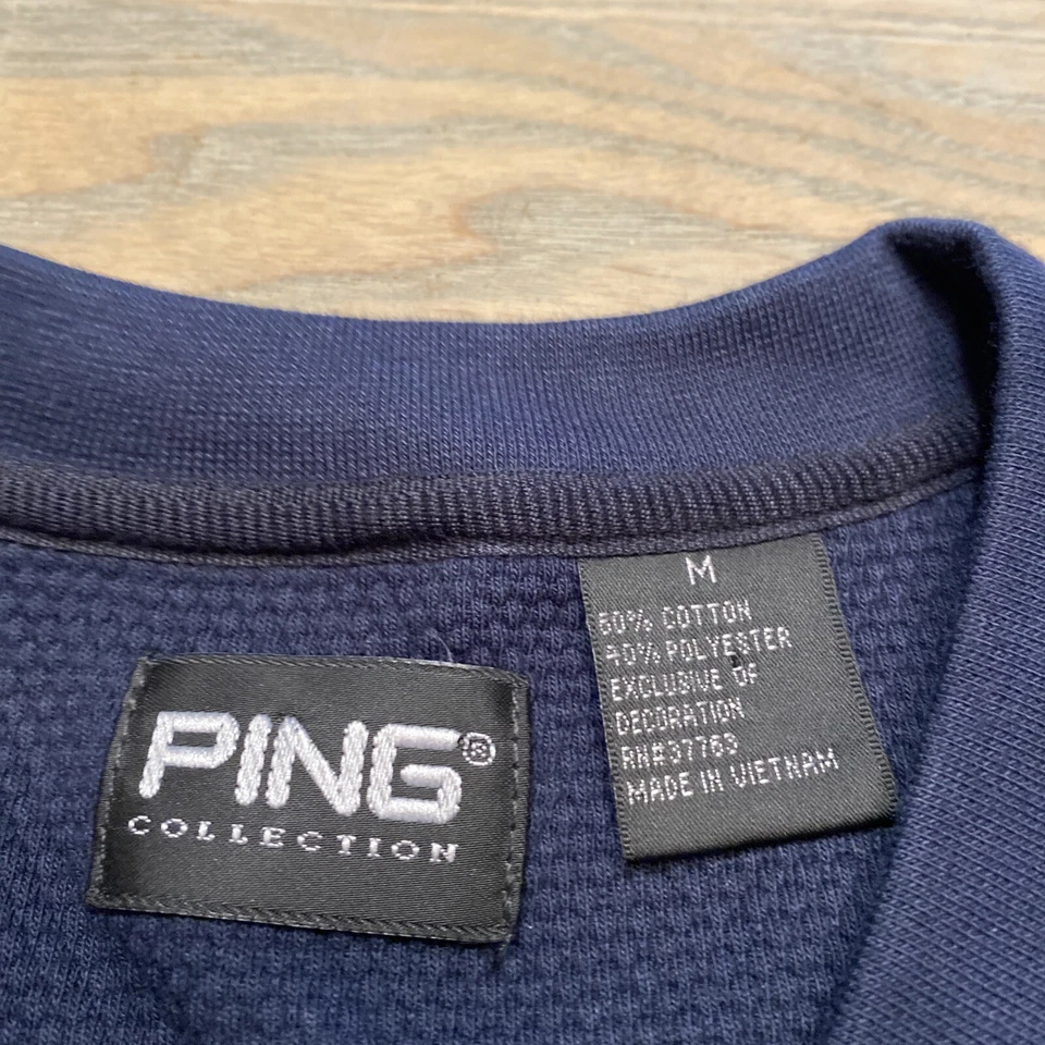 Ping Collection V-Neck Sweater Vest Navy Blue Mens M Lightweight Waffle Knit - Image 3 of 4