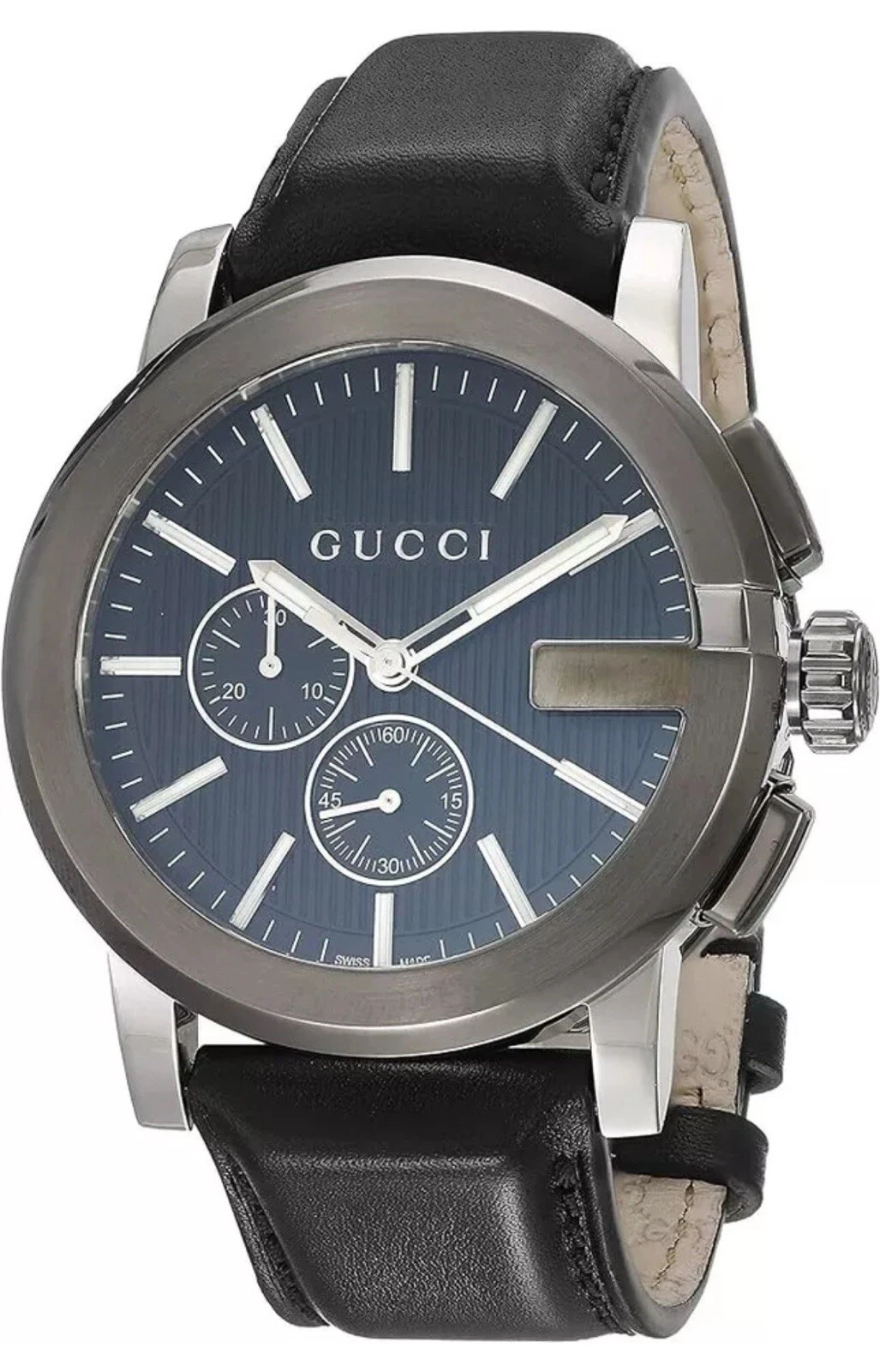 Montre pour homme GUCCI G Chrono cadran noir cuir noir YA101205 (PDSF )