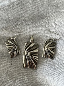 Vintage Sterling Silver 925 Earring & Pendant For Necklace Set