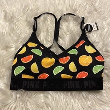 Victorias Secret PINK Sports Bra Small Black Ultimate Lightly Lined NEW