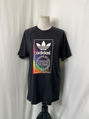 Men's Medium Shirt Adidas Originals Black Big Logo Short Sleeve Crewneck