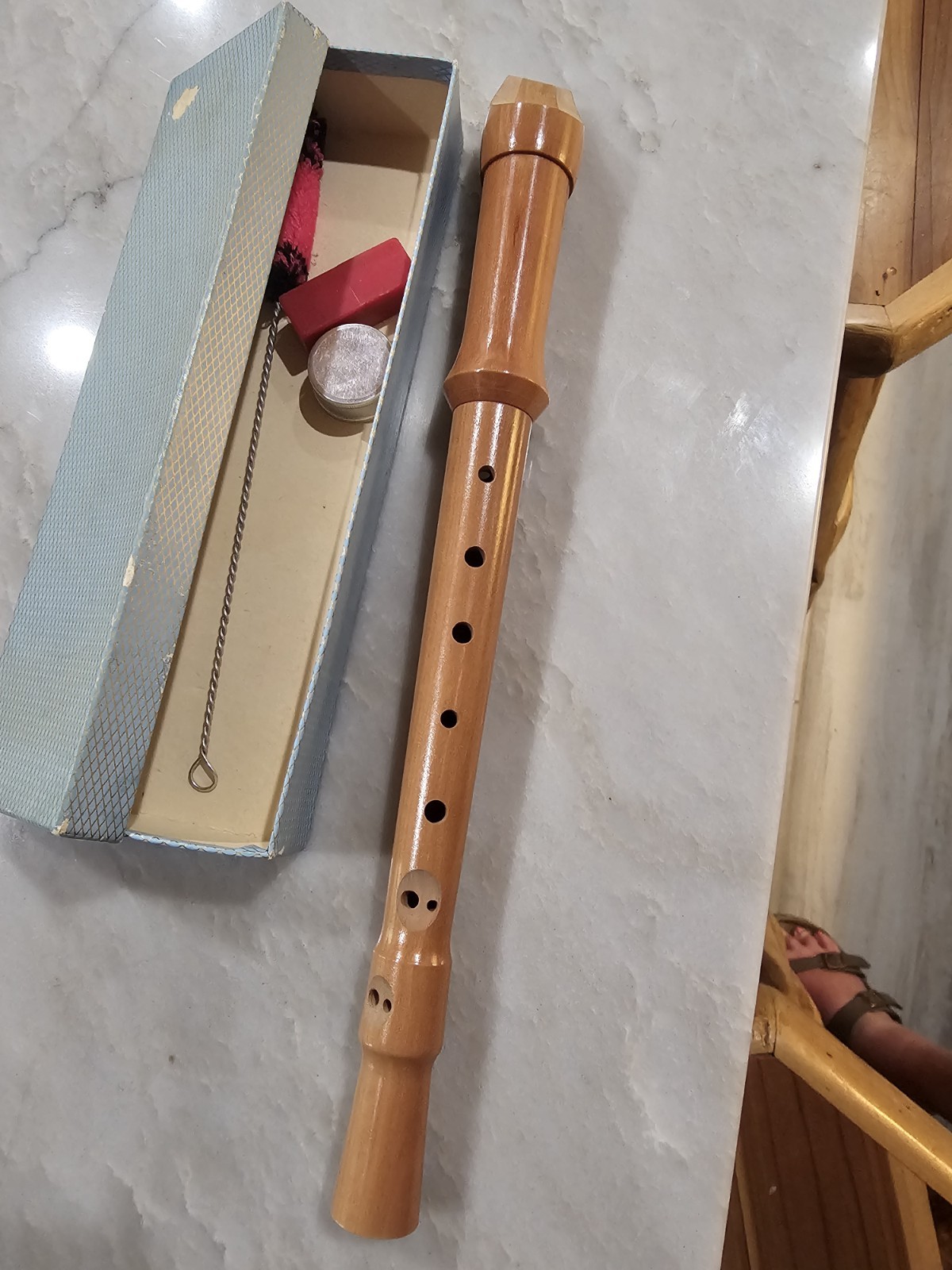 Wood 3-piece Double Hole With Case & Cleaning Rod