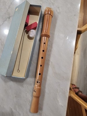 ALPINE Soprano Recorder Wood 3-Piece Double Hole with Case & Cleaning Rod