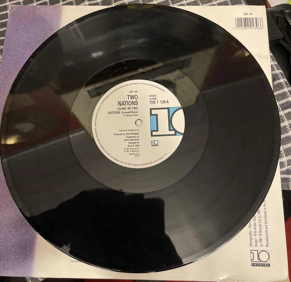 Two Nations - Living In Two Nations 12" Vinyl Record 1987 10 Records - Image 4 of 4