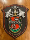 Vintage Beck's Beer Plastic Wall Advertising Shield Sign, Coat Of Arms 15.5"x19"