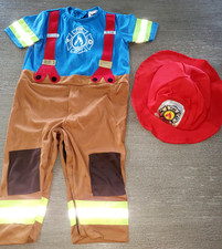 FIREMAN HALLOWEEN COSTUME SIZE 18/24 MONTH JUMPSUIT HAT REFLECTIVE NEW NWOT CUTE