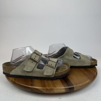 Mens Birkenstock Arizona Soft Footbed Gray Suede Slides Sandals Size EU 41 GUC
