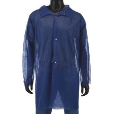 Disposable Lab Coat 3XL White Polypropylene Snap Closure Serged Seams Bulk 30