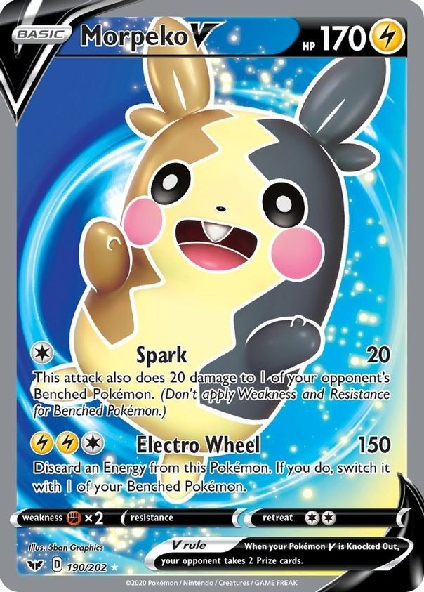 Morpeko V - 190/202 - Pokemon Sword & Shield Base Set Full Art Ultra Rare NM
