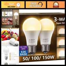 3-Way LED Light Bulbs Soft White 3000K, 50/100/150W Equivalent, Energy Efficient