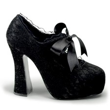 Sale DEMON-11 Damenia Damen Gothic Plateaupumps Spitze schwarz Satin Schleife 38