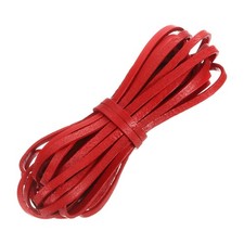 Flat Leather Cord, 5.5 Yard 4mm Leather String Strips for DIY Crafts Red