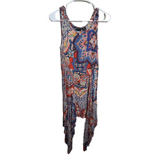 Lola P Dress Women's Small Boho Sleeveless Colorful Artsy Midi Fairy Summer