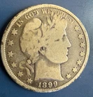 1899 P BARBER SILVER HALF DOLLAR FINE 3418S