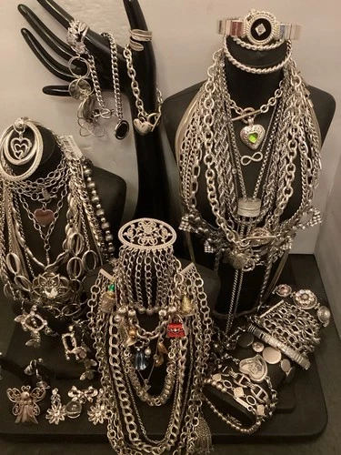 Huge-estate-jewelry Lot-Brighton-Napier-Monet &more Signed-silver Tone-3.7lbs