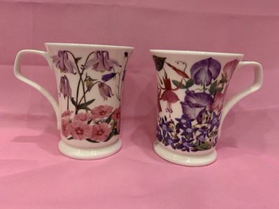 Florabunda Dunoon Mugs Set Of (2) By Kelly Pickles Fine Bone China. New
