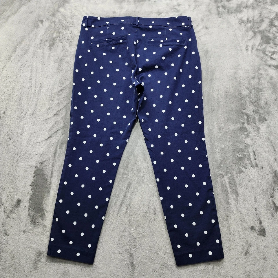 Old Navy Pants Womens 14 Blue White Polka Dot High Rise Pixie Ankle Stretch - Image 2 of 4