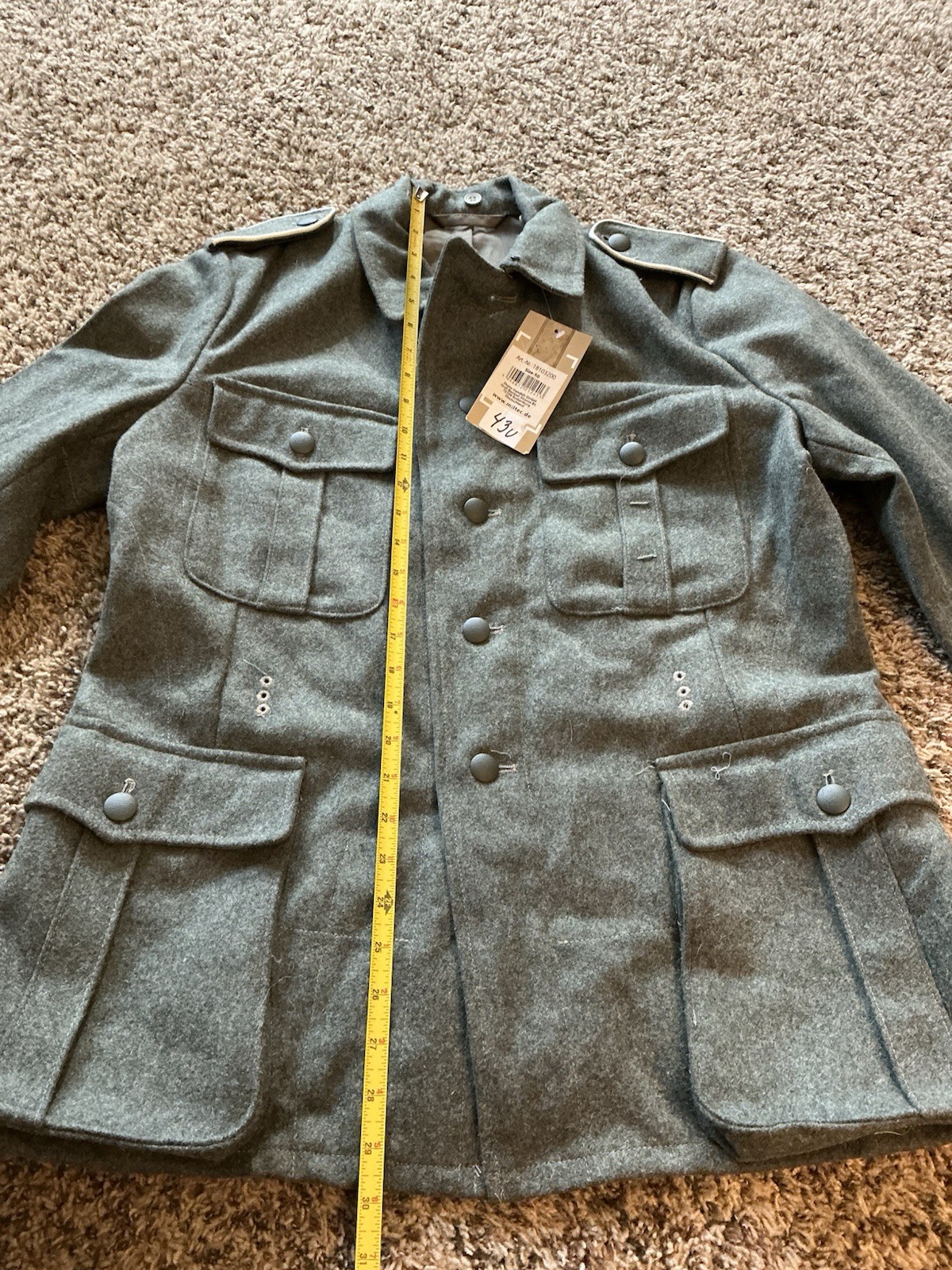 Mil-Tec Jacket Reproduction German Army Wool Size 50 (US Large) New With Tags