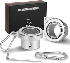 FLAG WIN Aluminum Alloy Flagpole Ring Set with Bearings 2 Pack, Anti Silver 