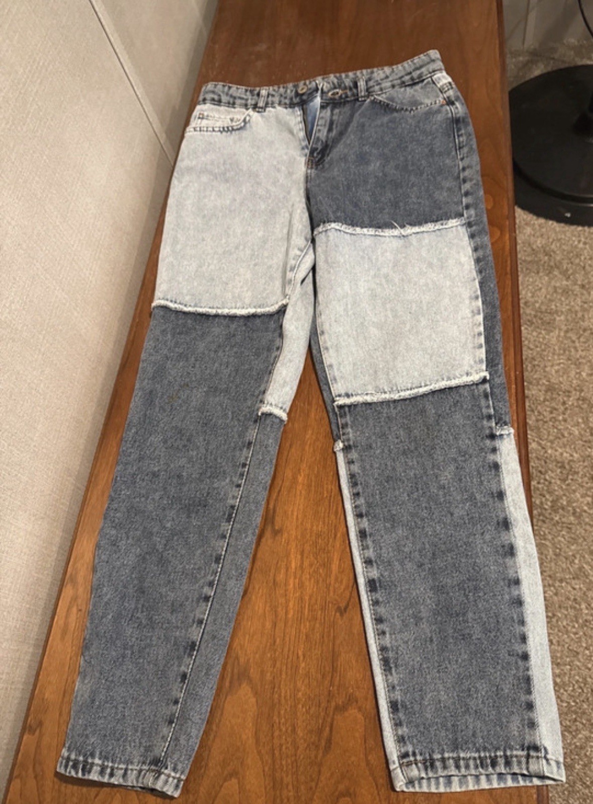 TSDHOOP Denim Collection Patchwork Straight Jeans… - image 1