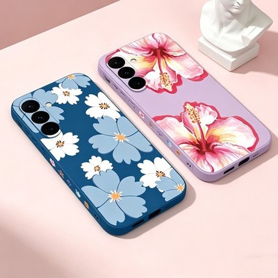 Blumen Silikon Weich Hülle für Samsung A17 A16 A15 A56 S26 S25 FE S24 S23 Case