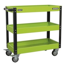 Image of Sealey CX110HV Workshop Trolley 3-Level Heavy-Duty - Hi-Vis Green