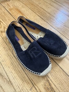 Ralph Lauren Purple Label Goat Suede Espadrille Flats Women's