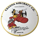 Vintage Cessna Aircraft Sign - Mickey Mouse Gas Pump Airplane Porcelain Sign
