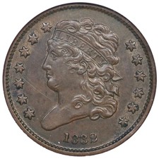 1832 C-2 R-2 ANACS AU 50 Classic Head Half Cent Coin 1/2c
