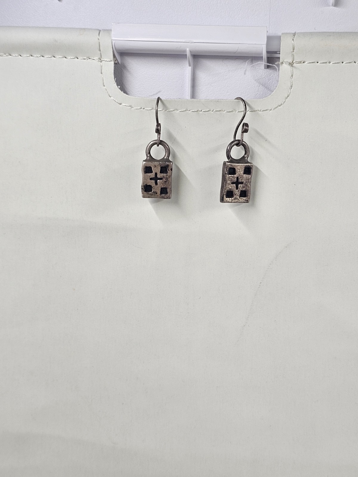 Sterling Silver Cutout Cross Rectangle Dangle Ear… - image 4
