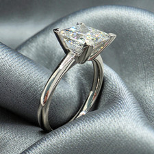 3.00 Ct D VS1 Princess Cut Diamond Ring 14k White Lab Grown IGI Certified