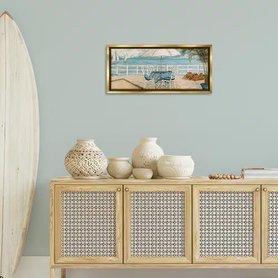 Coastal Restaurant Overlook by Charlene Olson Gold Floater Frame Nature Graphic