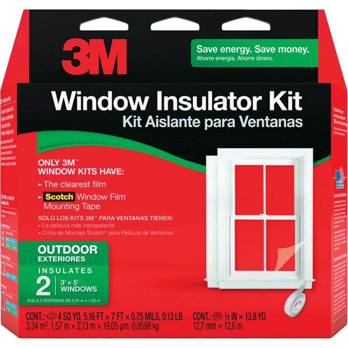 3M 2170W-6 Outside Window Insulator Kit 2-Windows, Clear