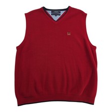 Tommy Hilfiger Men's Golf Knit Red Sweater Vest V-Neck Sleeveless Cotton Size XL