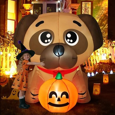 COMIN 5 FT Halloween Inflatables Dog Outdoor Yard Decorations Blow Up Pug