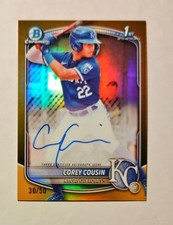 Corey Cousin 2025 1st Bowman Chrome AUTO GOLD REFRACTOR 30/50 Royals Raw RC N6