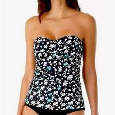 Anne Cole Beautiful Bunches Liz Twist Front Underwire Tankini Size 34D NWT