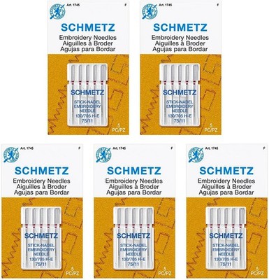 Schmetz 25 Stick-Nähmaschinennadeln, Größe 75/11, 130/705H-E 