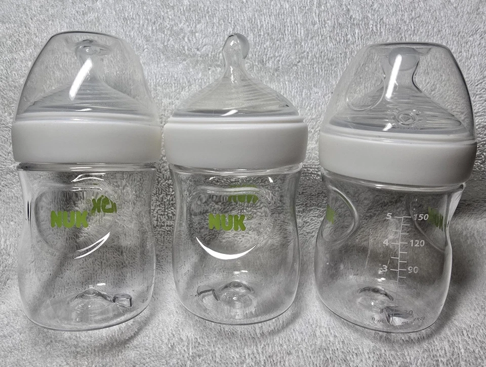 NUK Simply Natural 5 oz (150 ml) biberones 0+ m flujo lento paquete de 3 NUEVO Foto 2 de 4