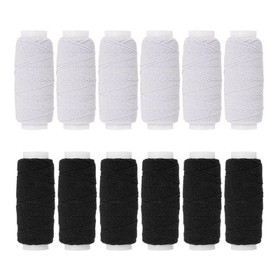 Shirring Elastic Craft Cord Sewing Thread 0.75mm 20m Black White 12 PCS