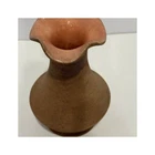 Vintage Red Wing Pottery Small Brown Ribbed Vase With Flared Lip 6" Tall