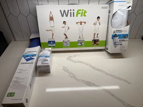 Nintendo Wii Fit Balance Board Bundle With Board, Game, Mat, Travel Case, Cover