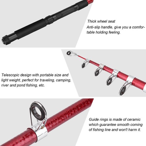 (2.4m)Outdoor Portable Casting Telescopic Fishing Rod Reel Tackle BD - Picture 4 of 9