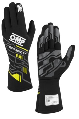 OMP Sport Gloves FIA 8856-2018 Racing Motorsport BLACK-YELLOW
