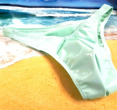 Men’s Black PVC Thong Back Brief Underwear – One Size, Breathable & Stretch, By Stallion