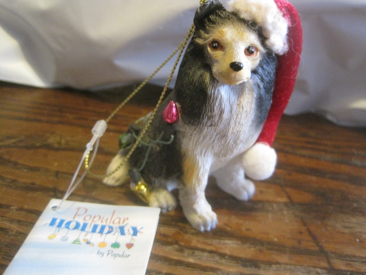 Shetland Sheepdog Holiday RESIN DOG W/SANTA CAP&LIGHTS Christmas Tree  Ornament - Main Image