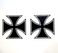 German Maltese Iron Cross Decals - Set of 2 - 2" Tall - Select Color