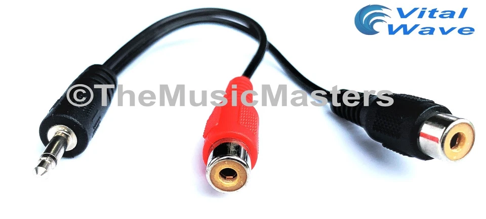6 inch 3.5MM (1/8") Mono Male to Dual RCA Female Jacks Audio Cable Wire VWLTW - Image 2 of 4