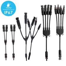 Solar Panel Y Branch Cable Waterproof Connection Adapter Connector Extension US