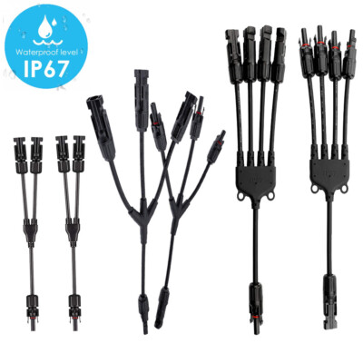 Solar Panel Y Branch Cable Waterproof Connection Adapter Connector Extension US